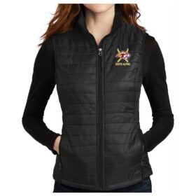 Lakeville South Alpine Ski - Black Embroidered Ladies Packable Puffy Vest (L851)