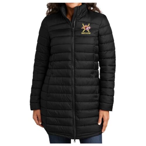 Lakeville South Alpine Ski - Black Embroidered Port Authority® Women's Horizon Puffy Long Jacket (L365)