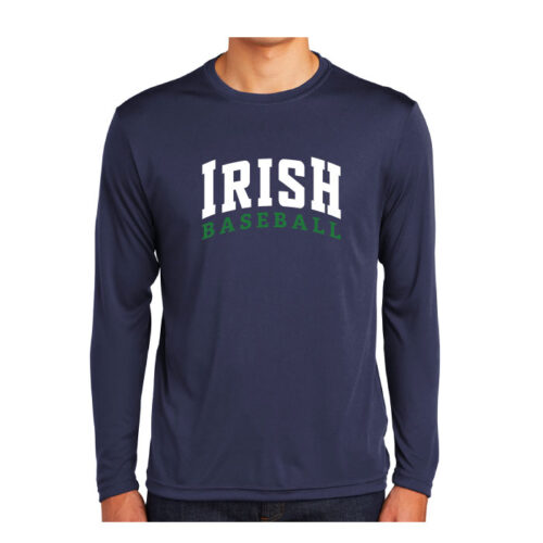 Rosemount Baseball - Navy Longsleeve Printed Performance Tee - Irish Block (ST350LS)