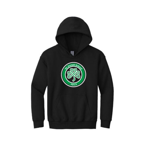 st. joseph school black tri blend wicking fleece hooded pullover (st296)