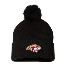 Lakeville South Alpine Ski - Black Embroidered Pom Stocking Cap (SP15)