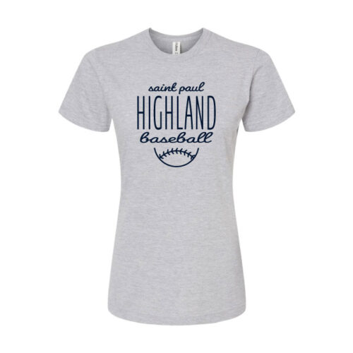 Highland Baseball - Heather Grey Printed Women's Fine Jersey Classic Fit Tee (DT5001)