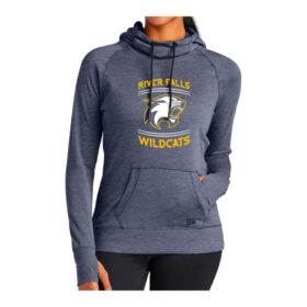 River Falls HS Hockey - Navy Heather Ladies Printed Tri-Blend Fleece Pullover (LNEA510)