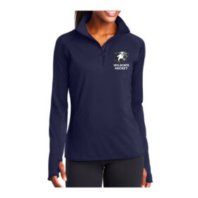 River Falls HS Hockey - Navy Ladies Embroidered Stretch 1/4 Zip Pullover (LST850)