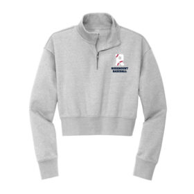 Rosemount Baseball - Light Heather Gray Embroidered District® Women’s Crop Fleece 1/2-Zip (DT6111)