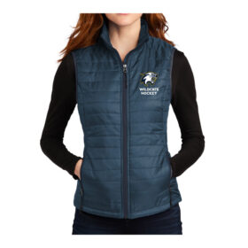 River Falls HS Hockey - Navy Ladies Embroidered Packable Puffy Vest (L851)