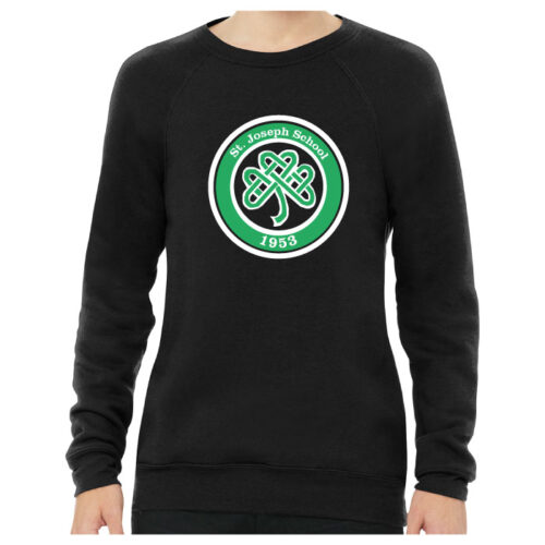 St. Joseph School - Black Unisex Youth Sponge  Fleece Raglan Sweatshirt (BC3901Y)