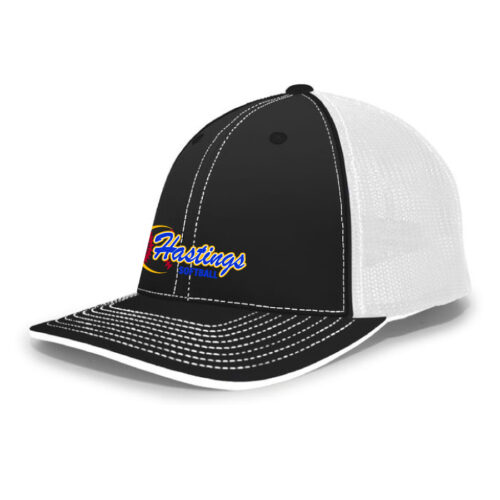 Hastings Raiders Softball - Black/White/Black Embroidered FlexFit Baseball Cap (404M)