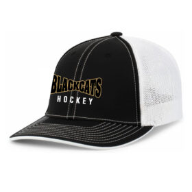 Blackcats Hockey - Black/White Embroidered FlexFit Baseball Cap (404M)
