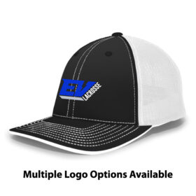 Eastview Lacrosse - Black/White/Black Embroidered FlexFit Baseball Cap (404M)