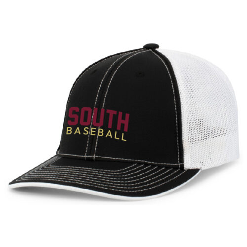 Lakeville South Baseball - Black/White Embroidered FlexFit Baseball Cap (404M)