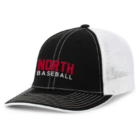 Lakeville North Baseball - Black/White Embroidered FlexFit Baseball Cap (404M)