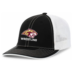 Lakeville South Wrestling - Black/White Embroidered FlexFit Baseball Cap (404M)