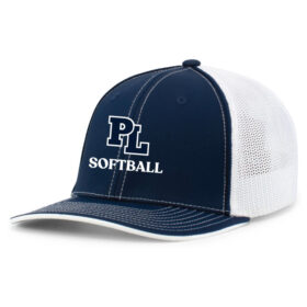 Prior Lake High School Softball - Navy/White Embroidered FlexFit Baseball Cap (404M)
