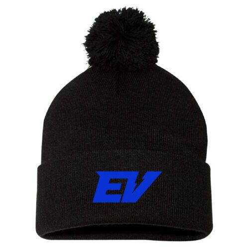 Eastview Lacrosse - Black Embroidered Pom Stocking Cap (SP15)