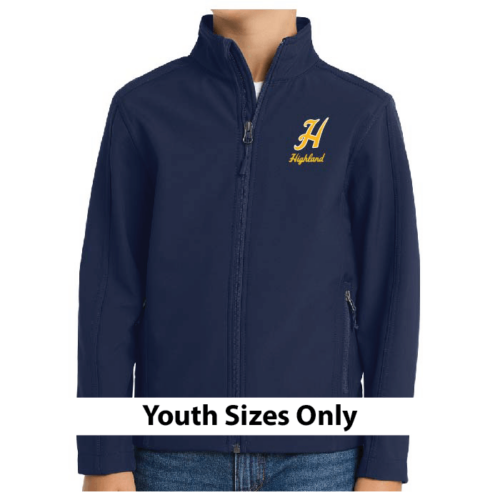 Highland Softball - Embroidered Navy Youth Softshell Jacket (Y317)