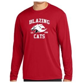 Blazing Cats - Red Longsleeve Printed Performance Tee (ST350LS)