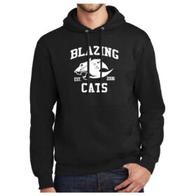 Blazing Cats - Printed Black Pullover Hoodie (PC90H)