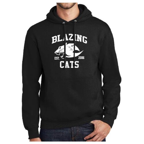 Blazing Cats - Printed Black Pullover Hoodie (PC90H)