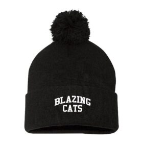 Blazing Cats - Black Embroidered Pom Stocking Cap (SP15)