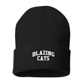 Blazing Cats - Black Embroidered Cuffed Beanie (SP12)