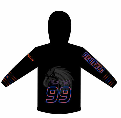 Firehawks Hockey - BLACK Full-Dye Hoodie - Image 2