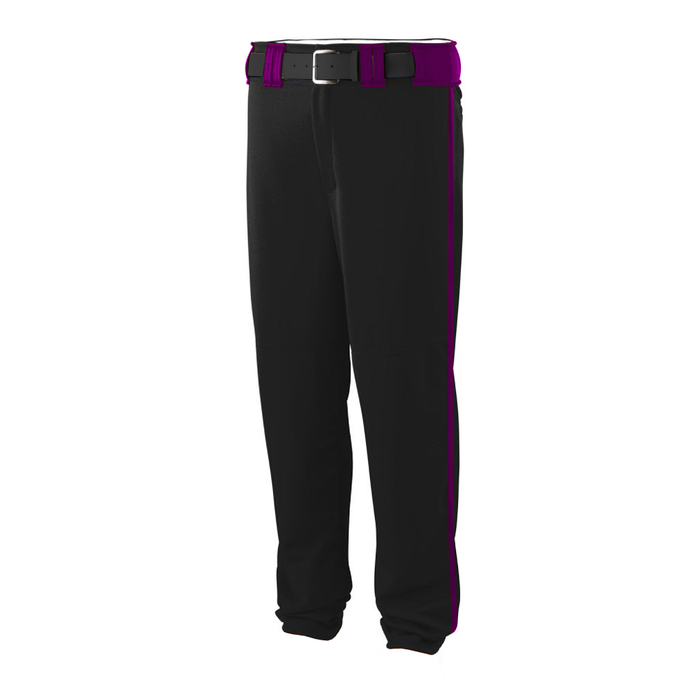 CA Stock Pant Black with Purple Piping and Belt Loops