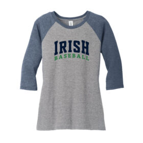 Rosemount Baseball - Navy Frost/Gray Women's Perfect Tri 3/4-Sleeve Raglan - Irish Block (DM136L)