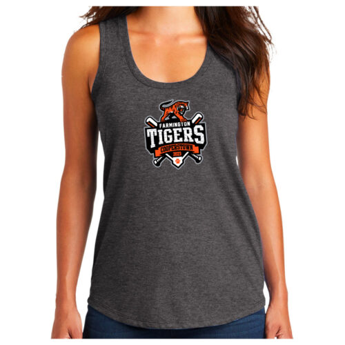 Farmington Cooperstown - Heathered Charcoal Printed Women’s Perfect Tri Racerback Tank (DM138L)