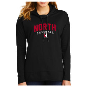 Lakeville North Baseball - Black Printed Women’s Featherweight French Terry ™ Hoodie (DT671)