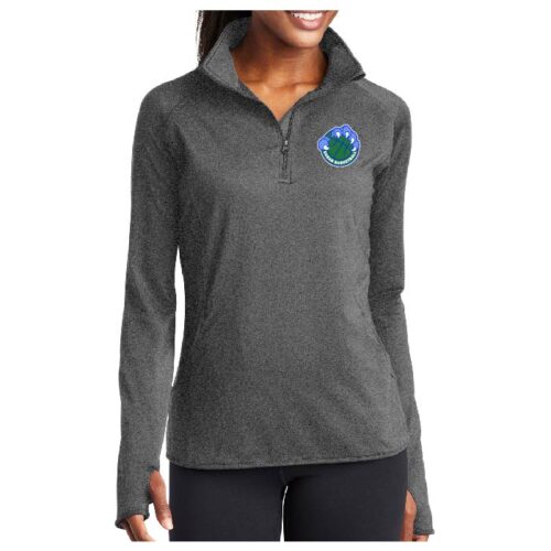Eagan Traveling Basketball - Charcoal Heather Ladies Embroidered Stretch 1/4 Zip Pullover (LST850)