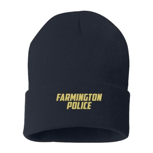 Farmington Police - Black Embroidered Cuffed Beanie (SP12)