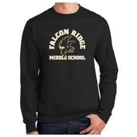 Falcon Ridge Middle School - Black Printed Fleece Crewneck Sweatshirt (PC90)
