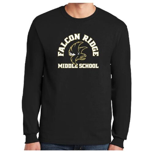 Falcon Ridge Middle School - Black Printed Cotton Long Sleeve T-Shirt (G2400)