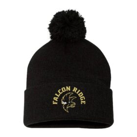 Falcon Ridge Middle School - Black Embroidered Pom Stocking Cap (SP15)