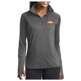 Farmington Youth Basketball - Ladies Charcoal Heather Grey Embroidered Stretch 1/4 Zip Pullover (LST850)