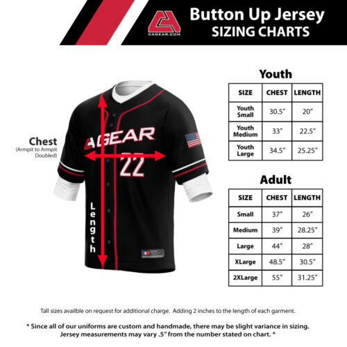 Burnsville Baseball - Full-Dye Black Full-Button Player Jersey - Image 2