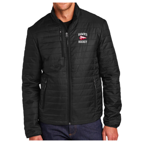 Blackhawk Hockey Association - Black Embroidered Packable Puffy Jacket (J850)