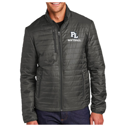 Prior Lake High School Softball - Sterling Grey Embroidered Packable Puffy Jacket (J850)