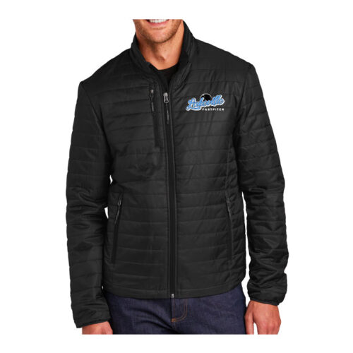 Lakeville Fastpitch - Black Embroidered Packable Puffy Jacket (J850)