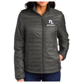 Prior Lake High School Softball - Sterling Grey Embroidered Ladies Packable Puffy Jacket (J850)