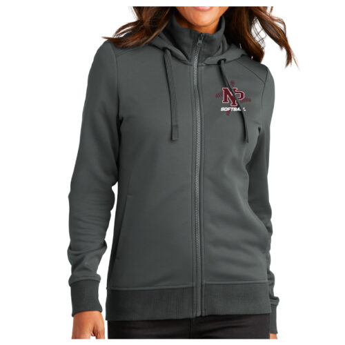 New Prague Softball - Embroidered Port Authority® Ladies Smooth Fleece Hooded Jacket (L814) - Image 2