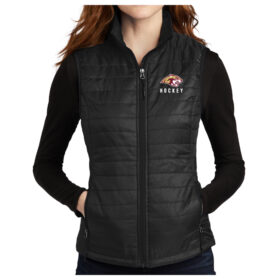 Lakeville South Hockey - Black Ladies Packable Puffy Vest (L851)