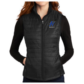 Hastings Hockey - Black Embroidered Ladies Packable Puffy Vest (L851)