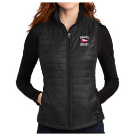 Blackhawk Hockey Association - Black Embroidered Ladies Packable Puffy Vest (L851)