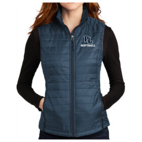 Prior Lake High School Softball - Navy Ladies Embroidered Packable Puffy Vest (L851)