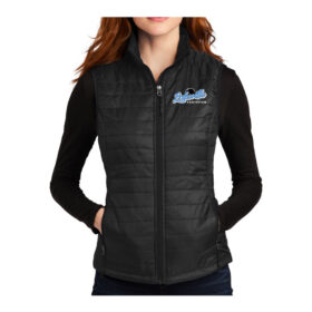 Lakeville Fastpitch - Black Ladies Packable Puffy Vest (L851)