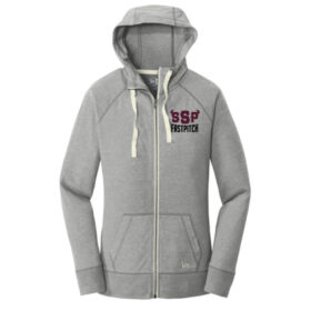 SSP Fastpitch - Grey Heather Embroidered Women's Zip-Up Hoodie (LNEA122)