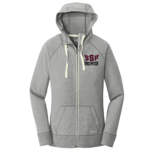 SSP Fastpitch - Grey Heather Embroidered Women's Zip-Up Hoodie (LNEA122)