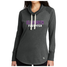 Ellsworth Fastpitch - Black Heather Ladies Sueded Cotton Blend Cowl Tee (LNEA123)